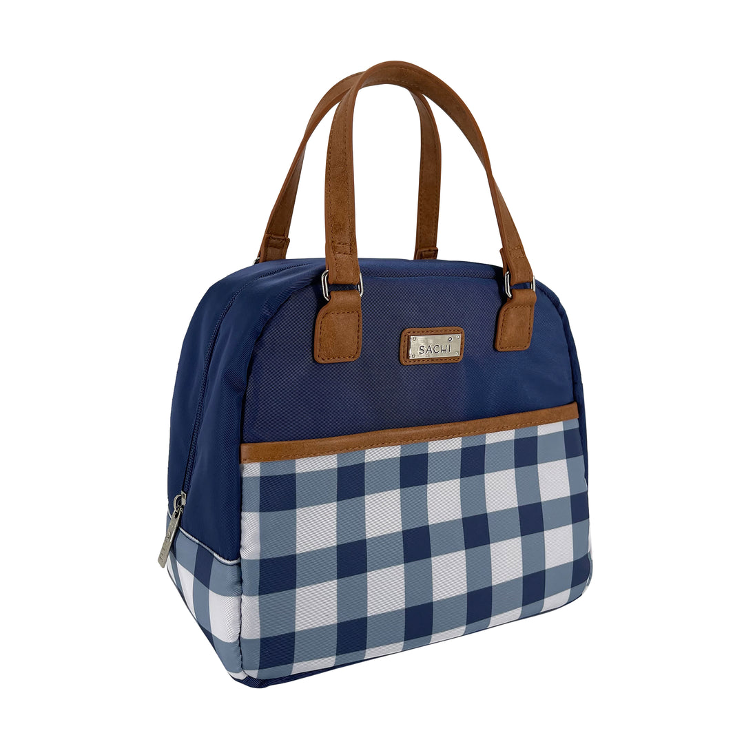 Sachi Insulated Cali Lunch Bag - Indigo Gingham