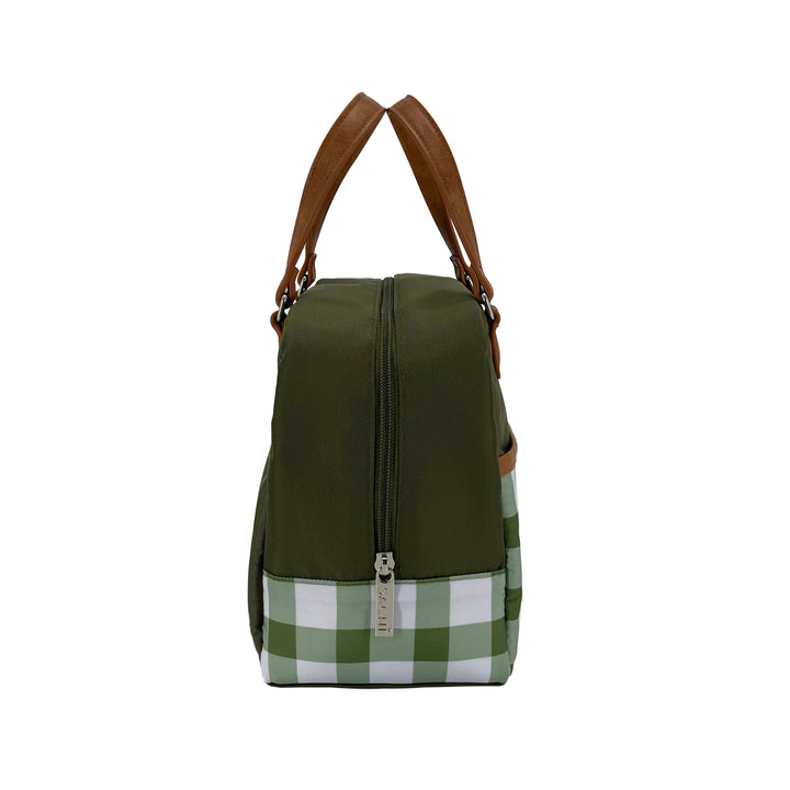 Sachi Insulated Cali Lunch Bag - Olive Green Gingham