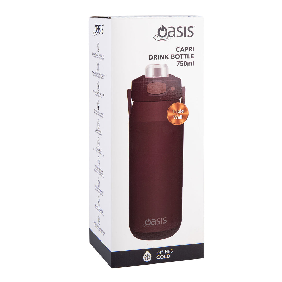 Oasis Capri 750ml Insulated Drink Bottle - Bordeaux