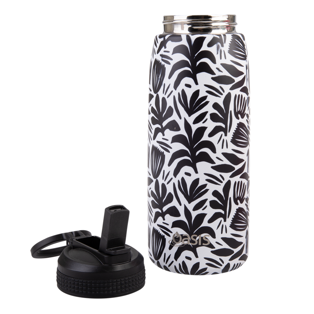 Oasis Insulated Sports Bottle with Sipper 780ml - Monochrome Blooms