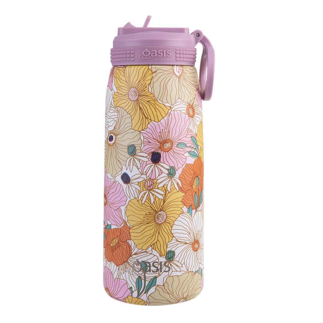 Oasis Insulated Sports Bottle with Sipper 780ml - Retro Floral