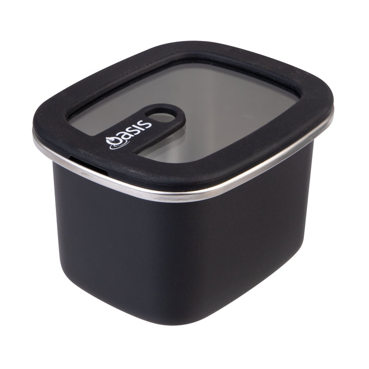 Oasis Microwave Safe Stainless Steel Rectangular Container - Black - 500ml