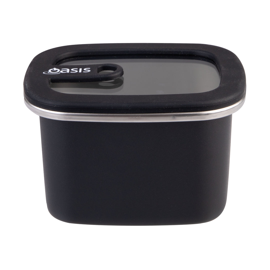 Oasis Microwave Safe Stainless Steel Rectangular Container - Black - 500ml
