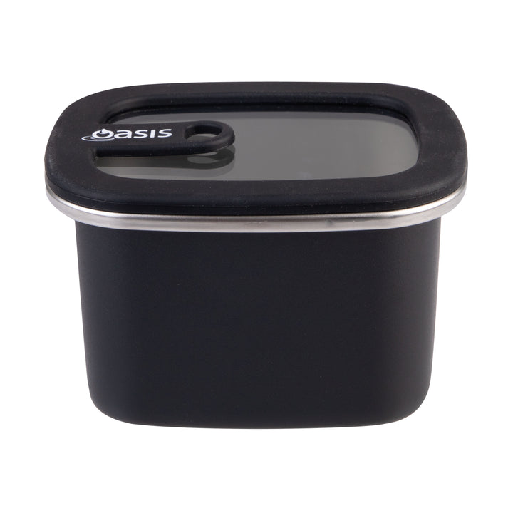 Oasis Microwave Safe Stainless Steel Rectangular Container - Black - 500ml
