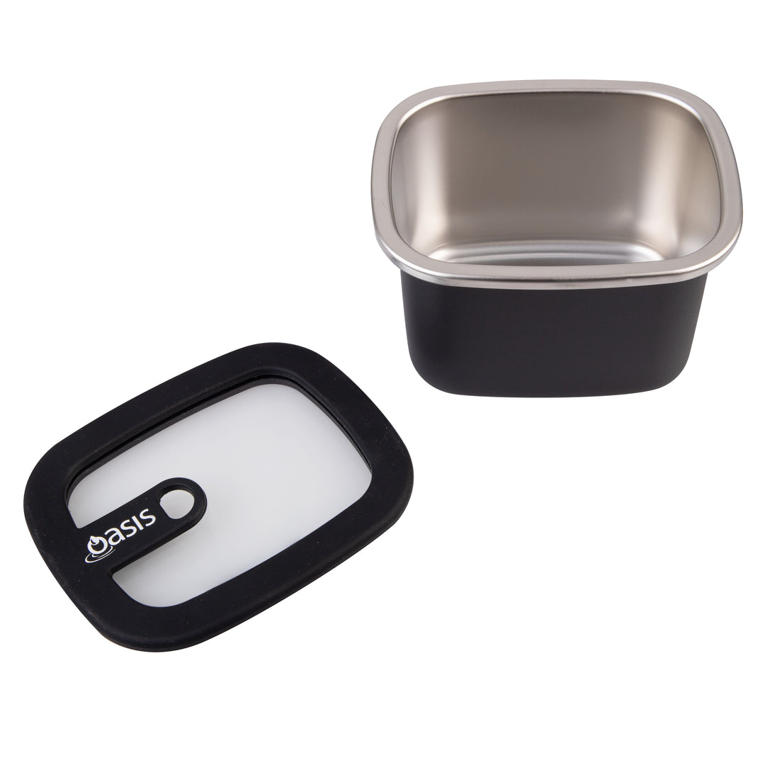 Oasis Microwave Safe Stainless Steel Rectangular Container - Black - 500ml