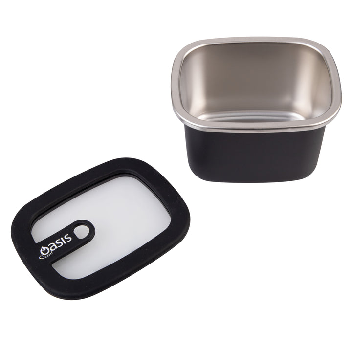 Oasis Microwave Safe Stainless Steel Rectangular Container - Black - 500ml