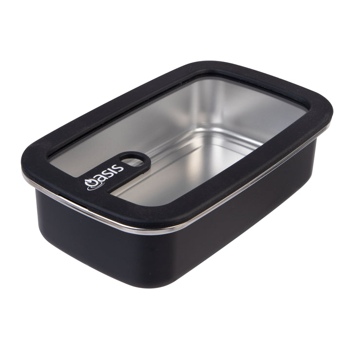 Oasis Microwave Safe Stainless Steel Rectangular Container - Black - 700ml