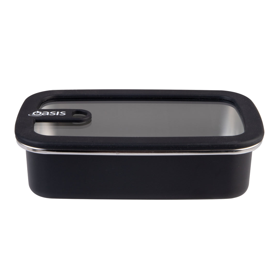 Oasis Microwave Safe Stainless Steel Rectangular Container - Black - 700ml