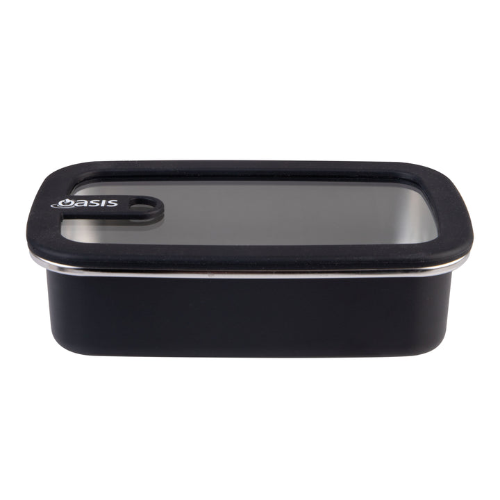 Oasis Microwave Safe Stainless Steel Rectangular Container - Black - 700ml