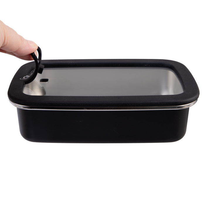 Oasis Microwave Safe Stainless Steel Rectangular Container - Black - 700ml