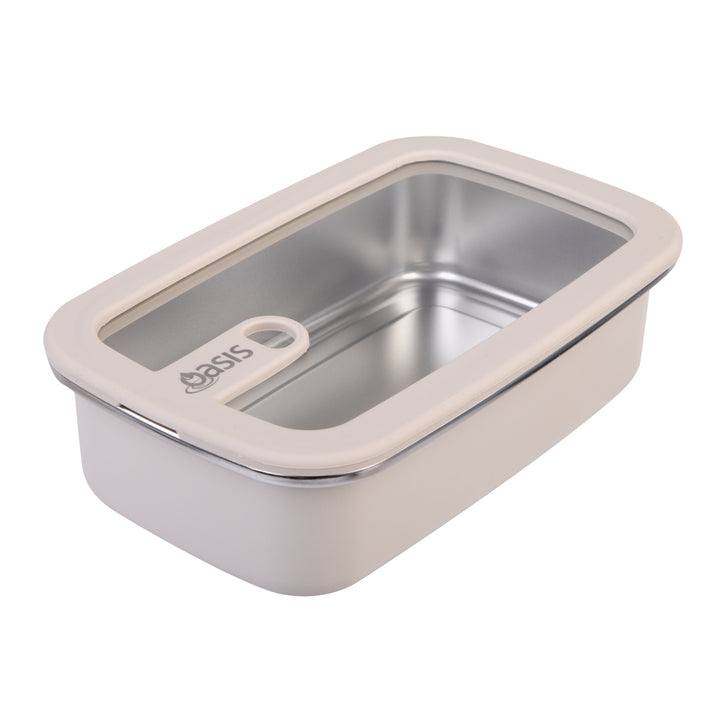 Oasis Microwave Safe Stainless Steel Rectangular Container - Oat - 700ml