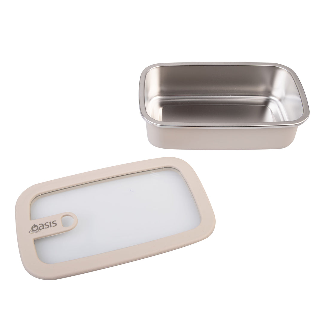 Oasis Microwave Safe Stainless Steel Rectangular Container - Oat - 700ml