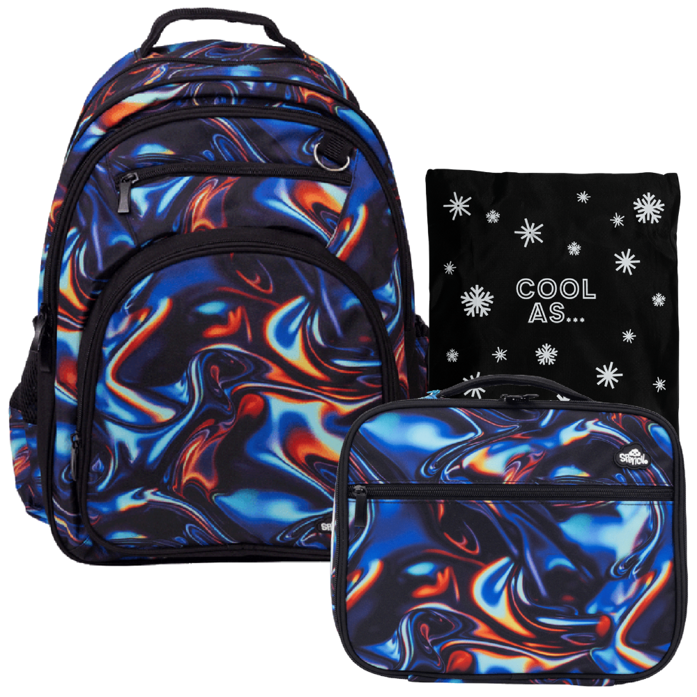 Spencil BIG Insulated Bag & Backpack Bundle - Metallic Waves