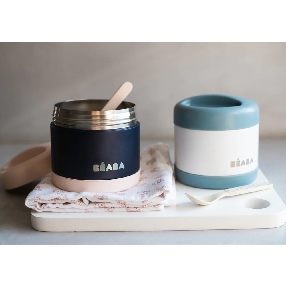 Beaba Insulated Food Jar 500ml - Baltic Blue/White