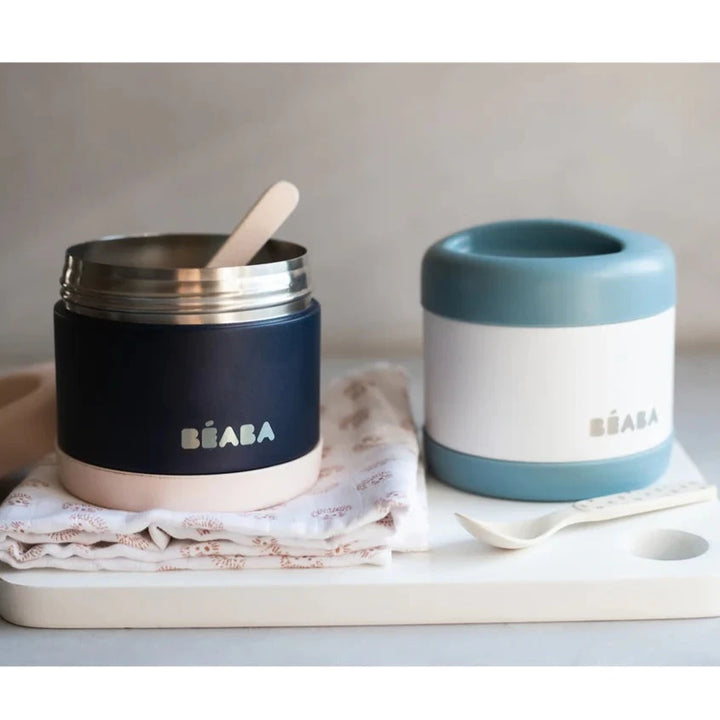 Beaba Insulated Food Jar 500ml - Light Pink/Night Blue