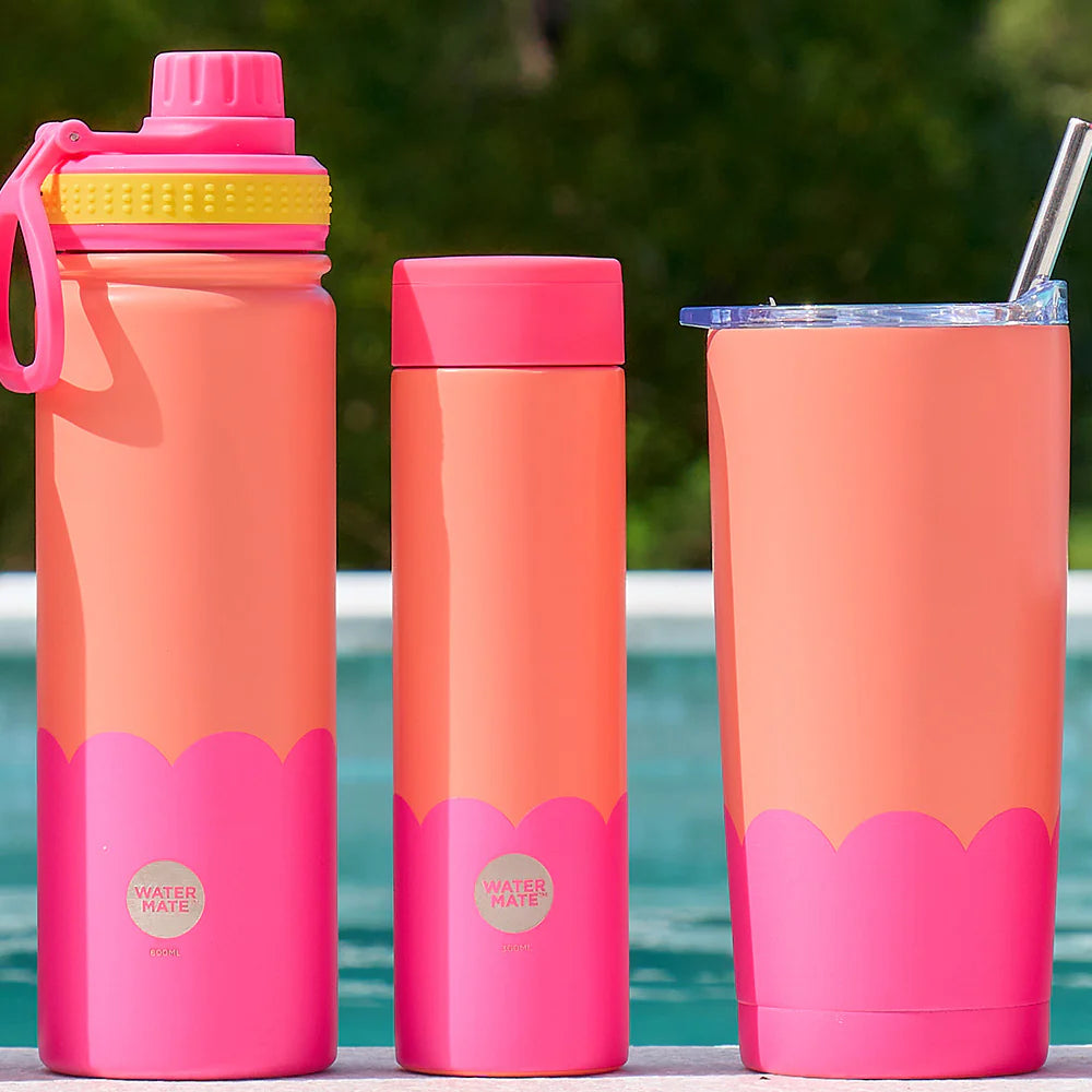 Annabel Trends Insulated Watermate Bottle - 600ml Wave - Orange & Hot Pink