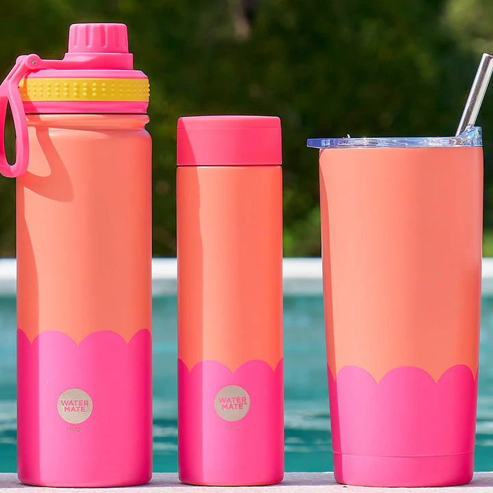 Annabel Trends Insulated Watermate Bottle - 600ml Wave - Orange & Hot Pink