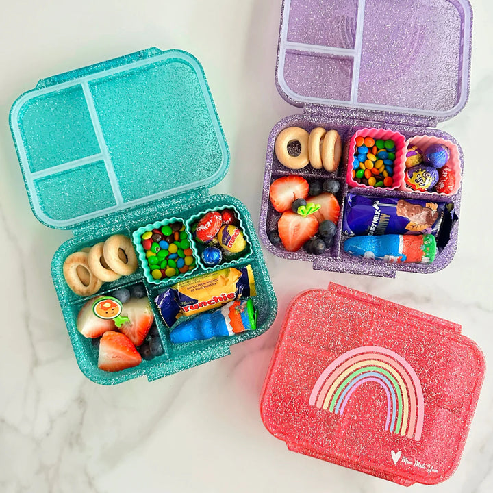 Mum Made Yum MINI Snack Bento Lunch Box - Sparkle Purple Rainbow