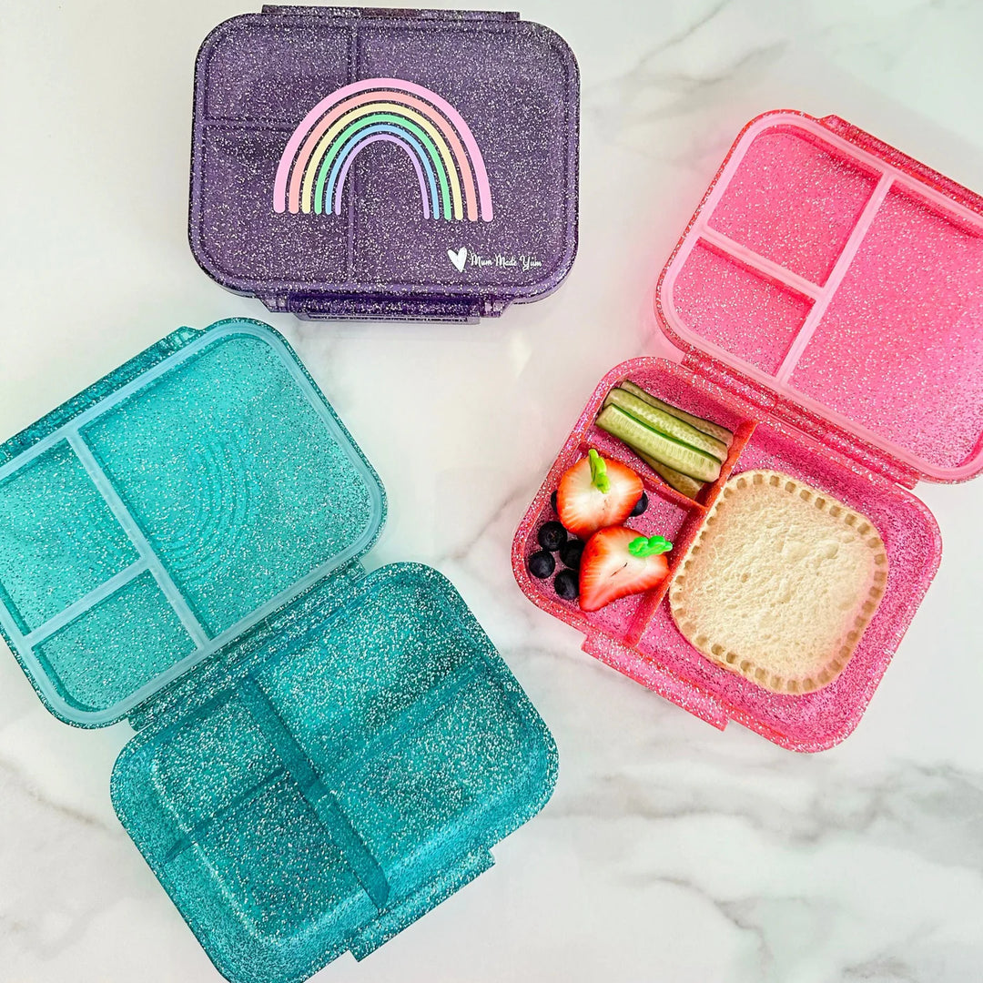 Mum Made Yum MINI Snack Bento Lunch Box - Sparkle Pink Rainbow