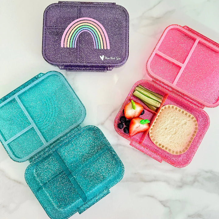 Mum Made Yum MINI Snack Bento Lunch Box - Sparkle Purple Rainbow