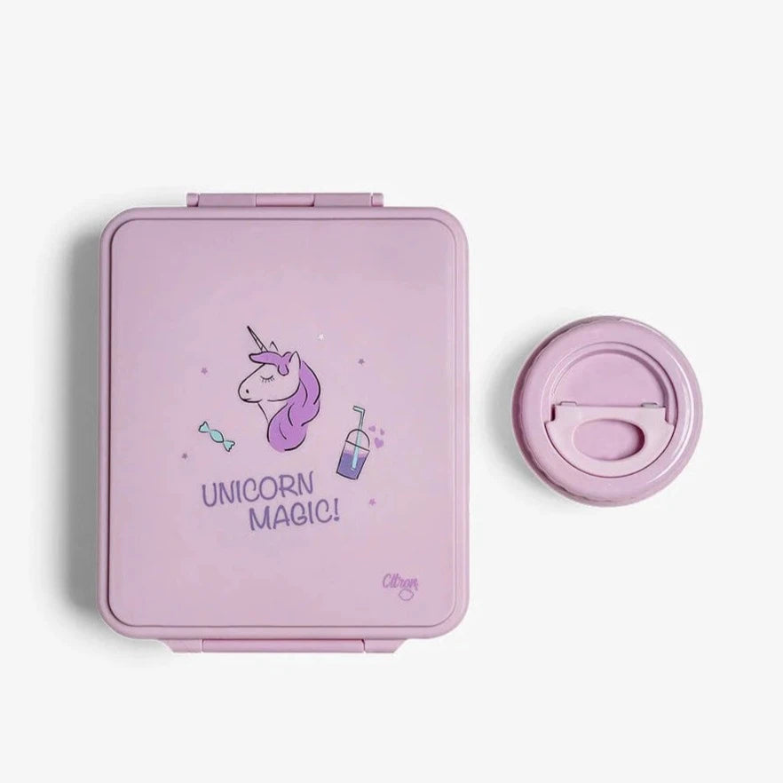 Citron Grand Lunch Box with Insulated Food Jar - Pink Unicorn Magic