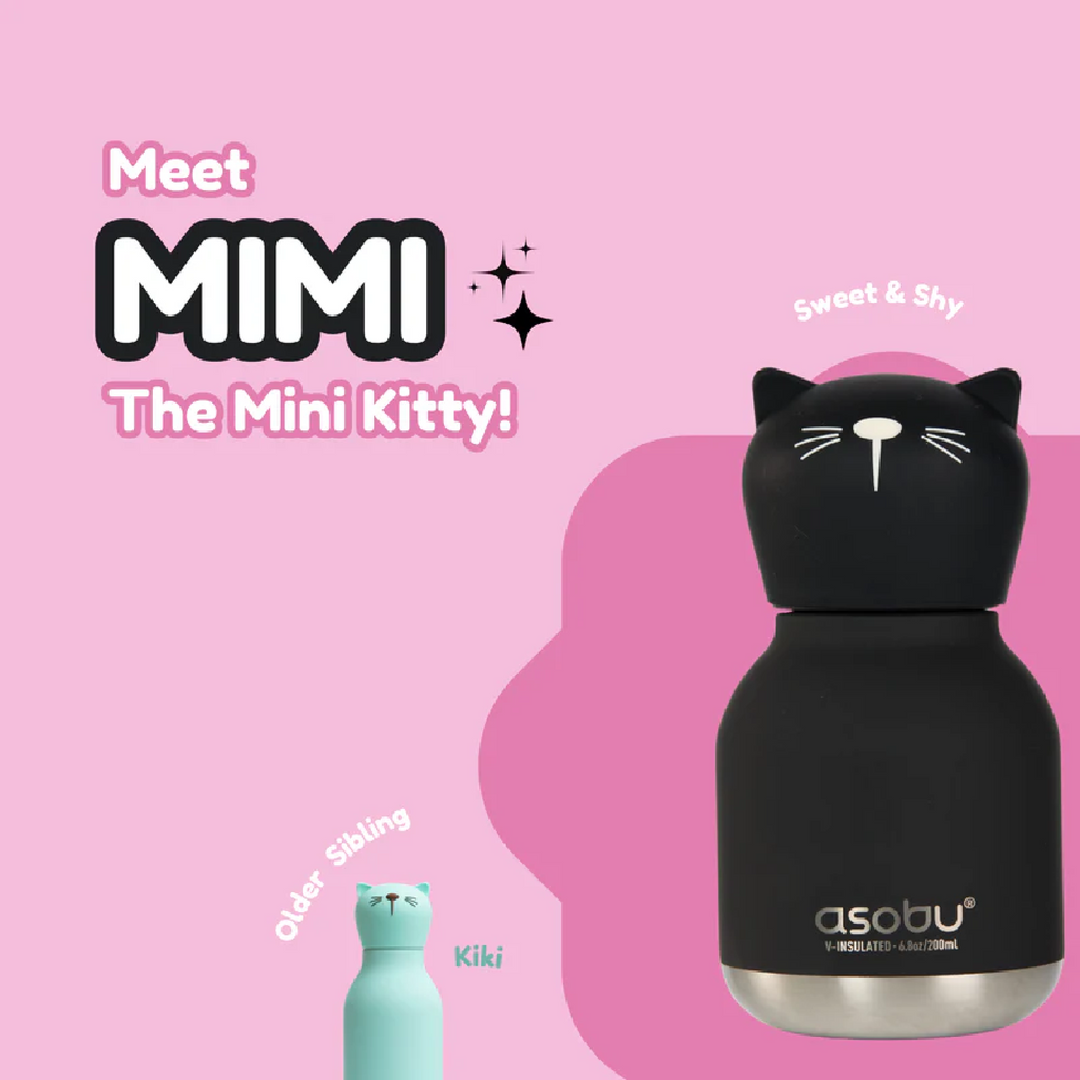 Asobu 200ml Insulated Mini Bestie Bottle - Black Cat