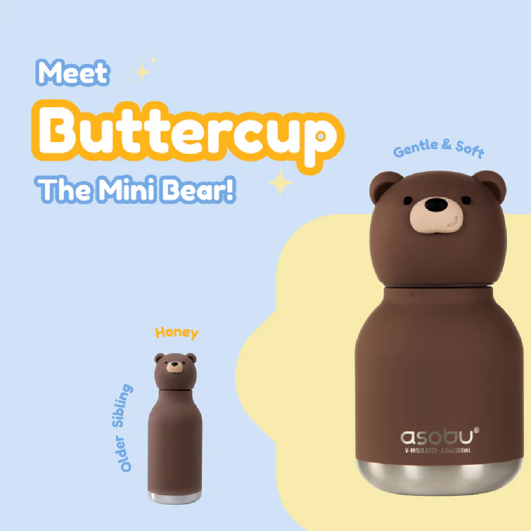 Asobu 200ml Insulated Mini Bestie Bottle - Brown Bear