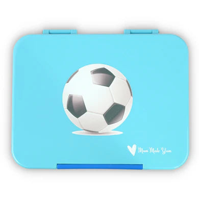 Mum Made Yum Large Bento Lunch Box - Light Blue Soccer