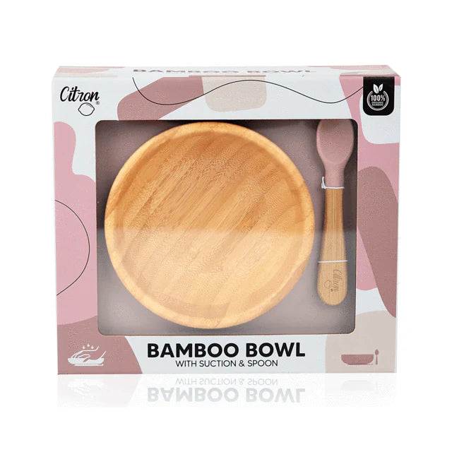 Citron Bamboo Suction Bowl & Spoon - Blush Pink