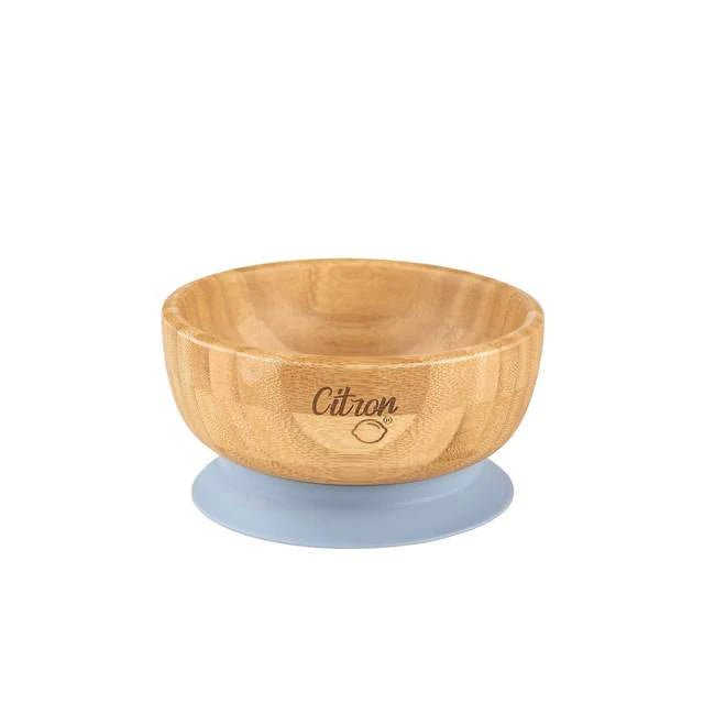 Citron Bamboo Suction Bowl & Spoon - Dusty Blue