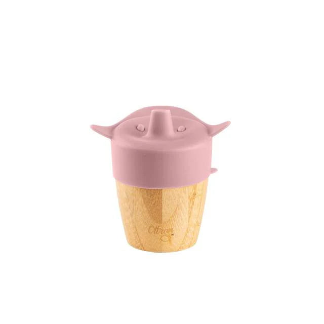 Citron Bamboo Cup With 2 Lids + Straw - Blush Pink