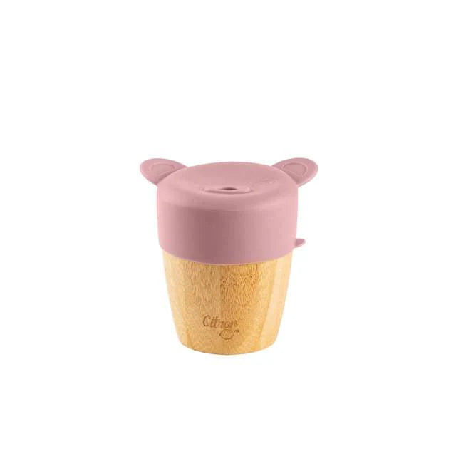 Citron Bamboo Cup With 2 Lids + Straw - Blush Pink