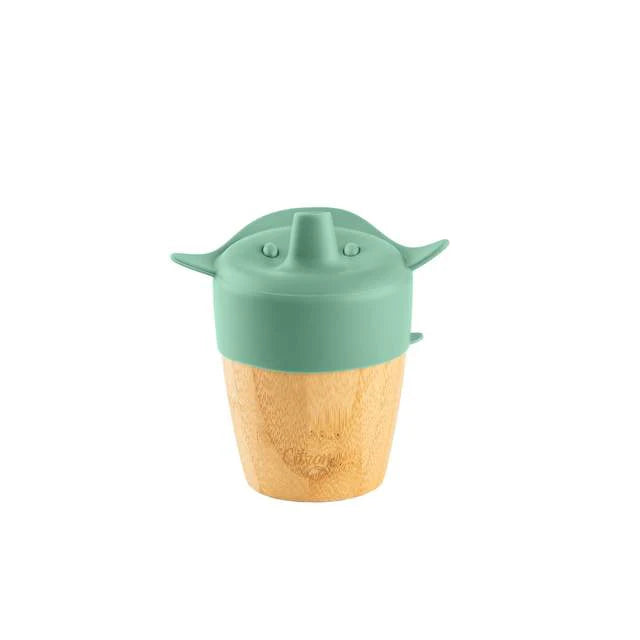 Citron Bamboo Cup With 2 Lids + Straw - Green