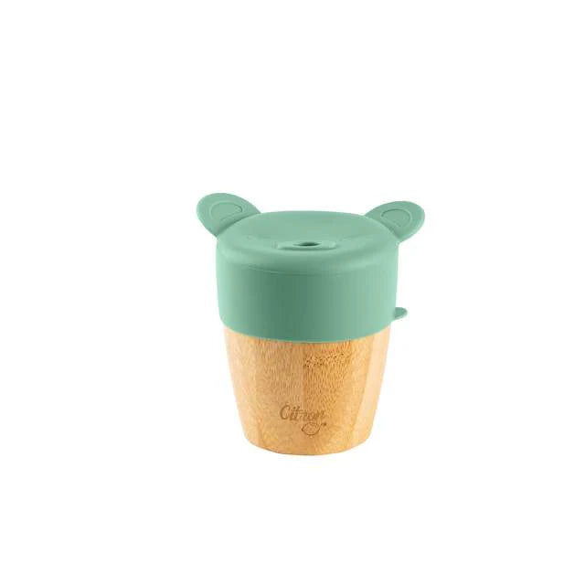 Citron Bamboo Cup With 2 Lids + Straw - Green