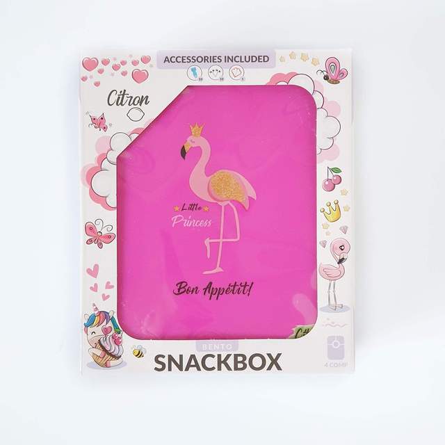 Citron Bento Snack Box With Sandwich Cutter + Picks - Flamingo