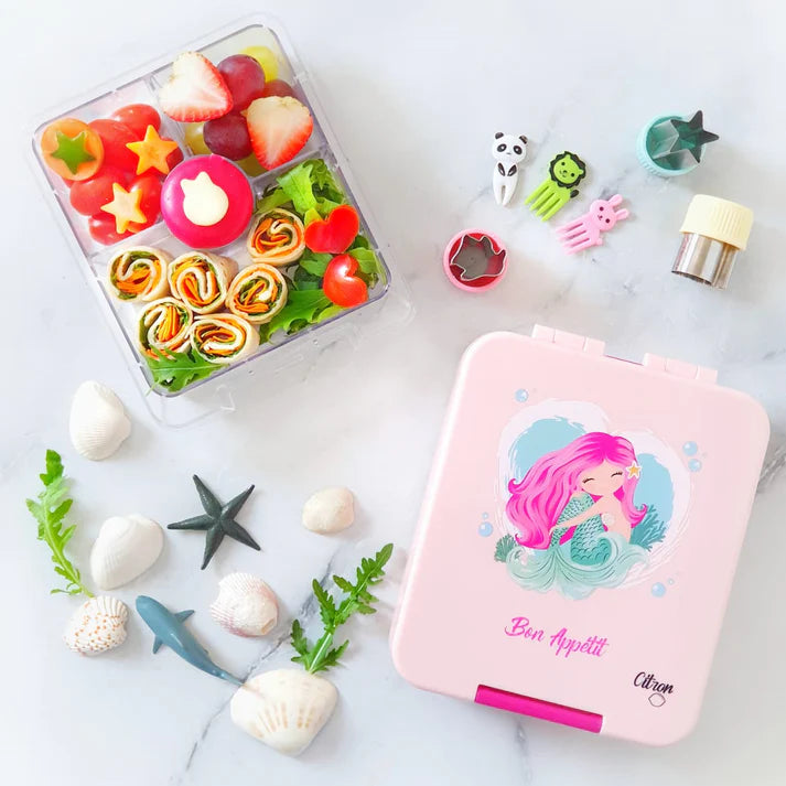 Citron Bento Snack Box With Sandwich Cutter + Picks - Mermaid