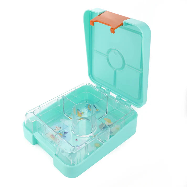 Citron Bento Snack Box With Sandwich Cutter + Picks - Turquoise Dino