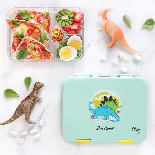 Citron Bento Lunch Box With Sandwich Cutters + Picks - Green Dino