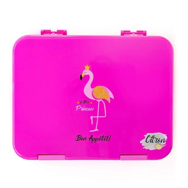 Citron Bento Lunch Box With Sandwich Cutters + Picks - Flamingo