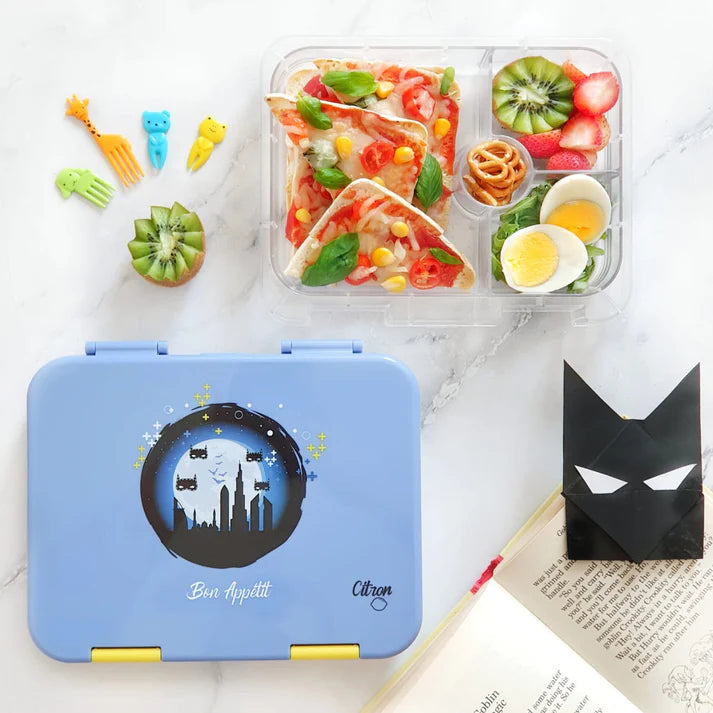 Citron Bento Lunch Box With Sandwich Cutters + Picks - Superhero