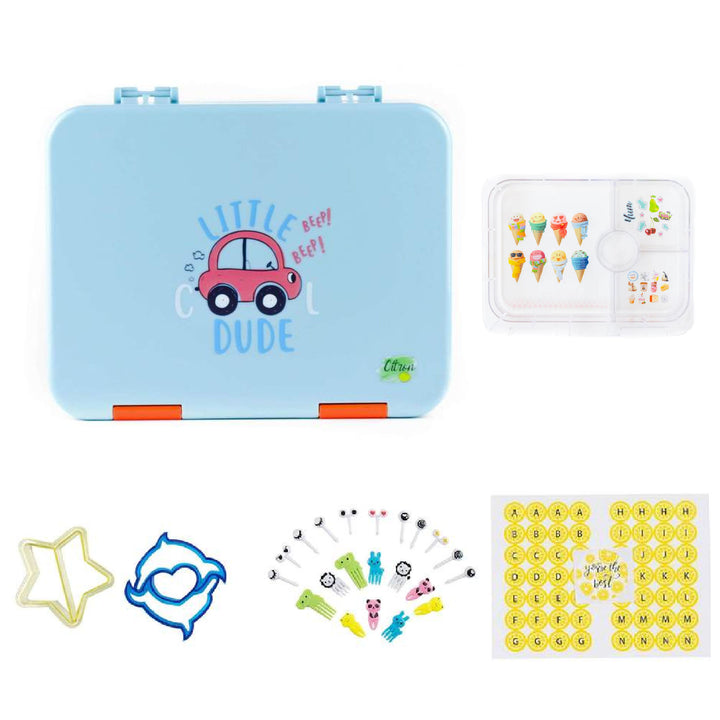 Citron Bento Lunch Box With Sandwich Cutters + Picks - Car