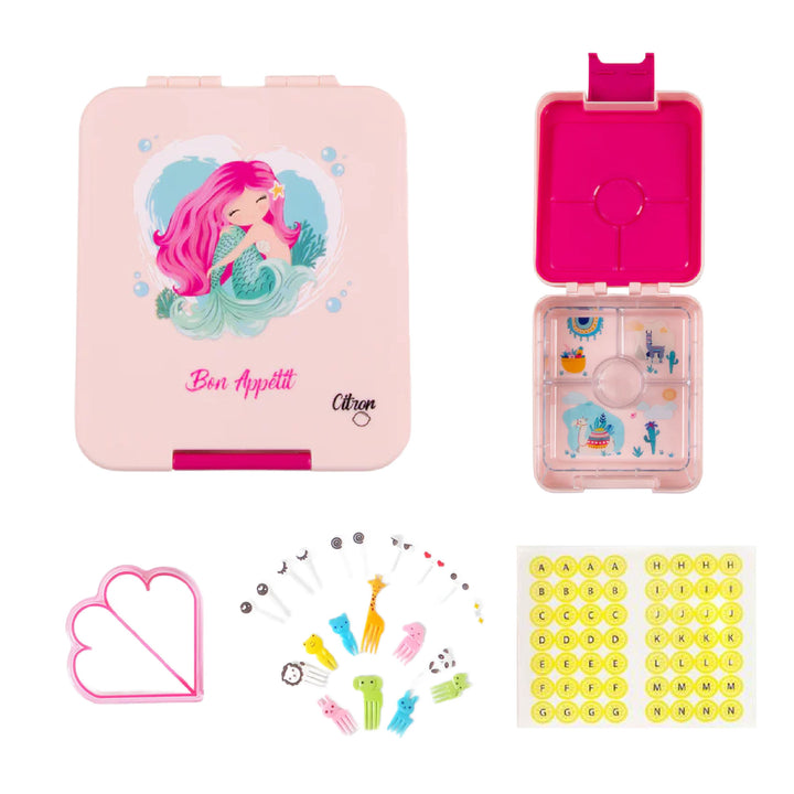 Citron Bento Snack Box With Sandwich Cutter + Picks - Mermaid