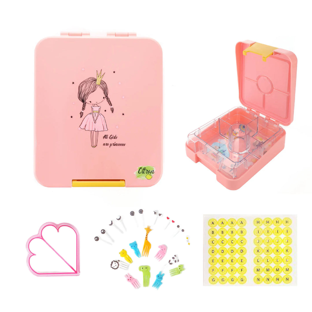 Citron Bento Snack Box With Sandwich Cutter + Picks - Princess