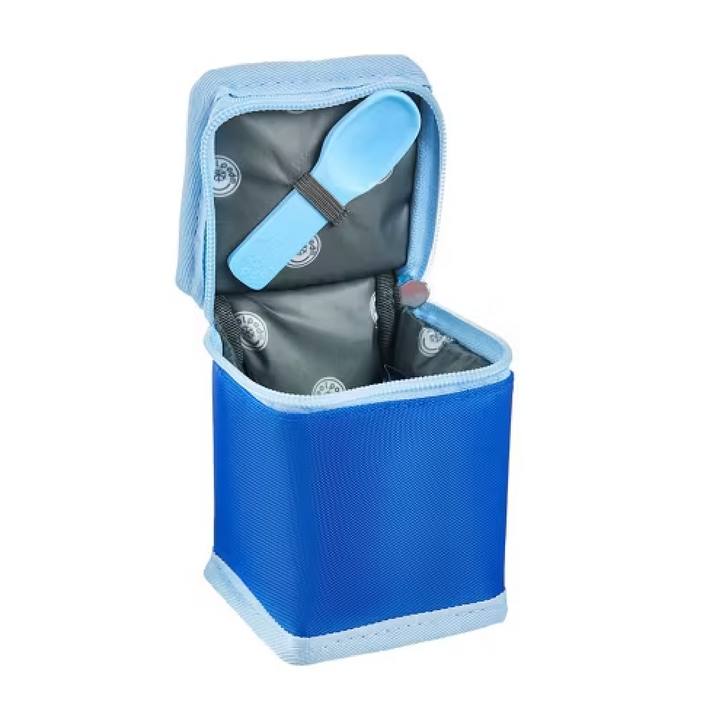 CoolPod Freezable Yoghurt Insulated Bag With Spoon - Blue/Sky Blue