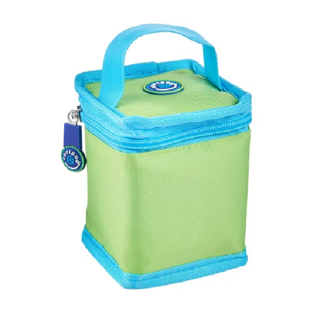CoolPod Freezable Yoghurt Insulated Bag With Spoon - Green/Blue