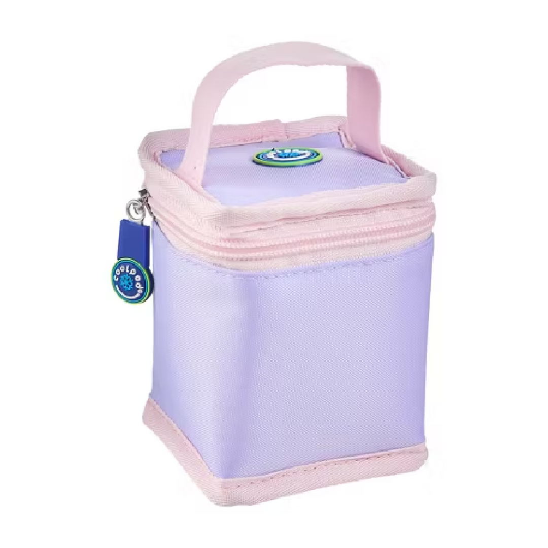 CoolPod Freezable Yoghurt Insulated Bag With Spoon - Pastel Purple/Pink