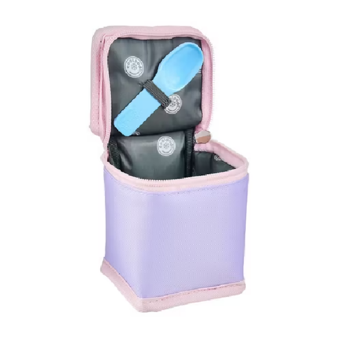 CoolPod Freezable Yoghurt Insulated Bag With Spoon - Pastel Purple/Pink