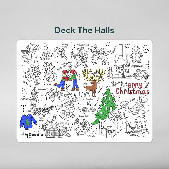 HeyDoodle Silicone Colour-In Placemat - Deck The Halls