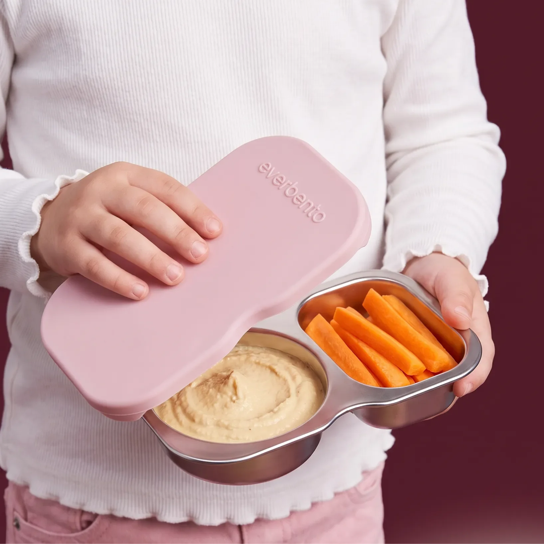 EverBento Stainless Steel DipDuo + Cutlery Bundle - Posie Pink