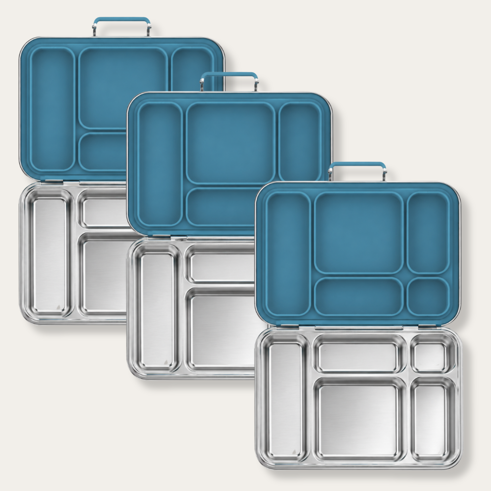 EverBento Classic Stainless Steel & Silicone Bento 3pk Bundle - Bluebell Blue